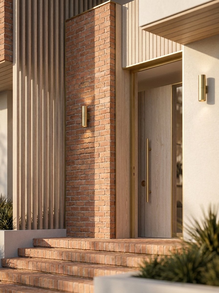 Same entrance in terracotta brick